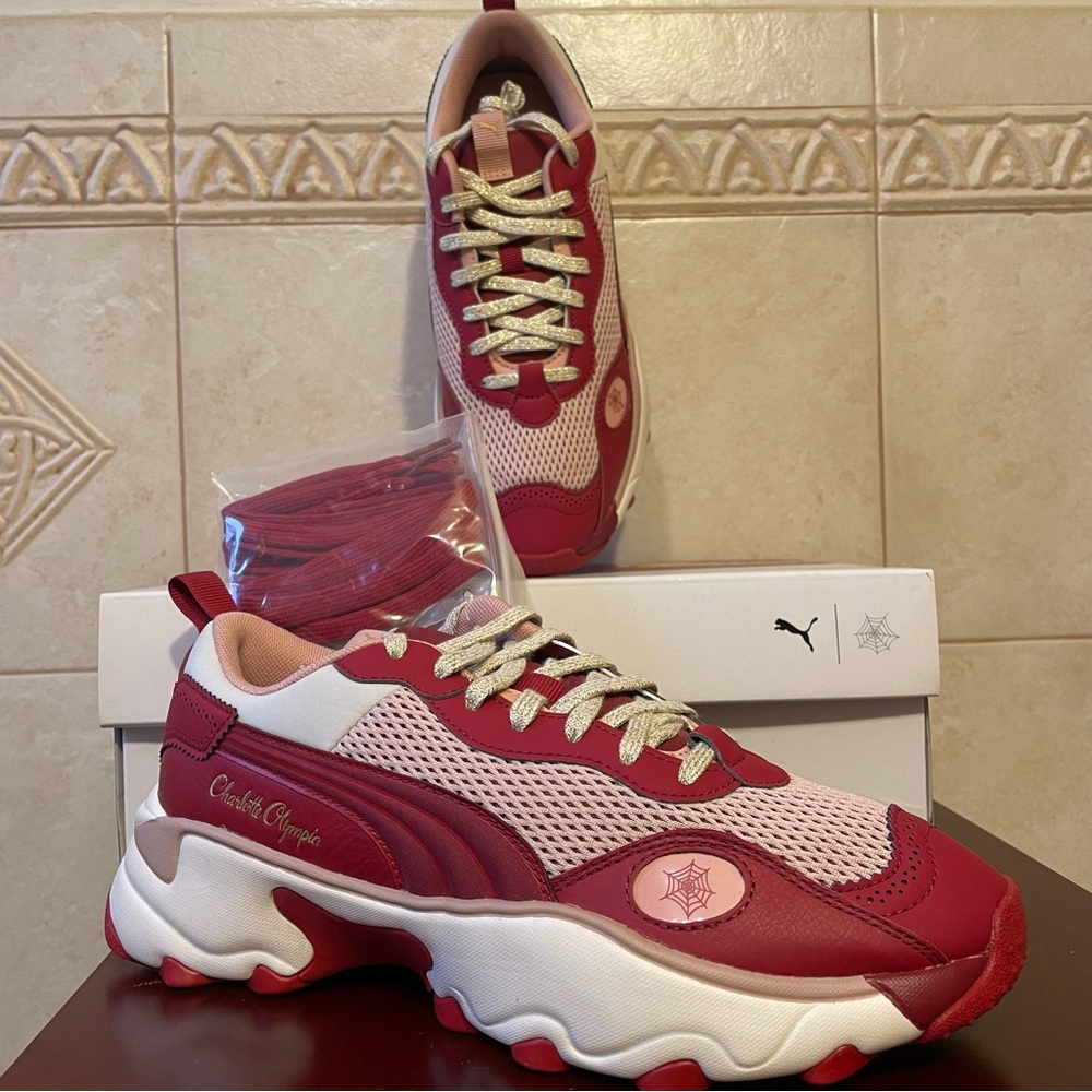 NIB PUMA x CHARLOTTE OLYMPIA PULSAR SNEAKERS Shoes Red Dahlia Spider Web US 9